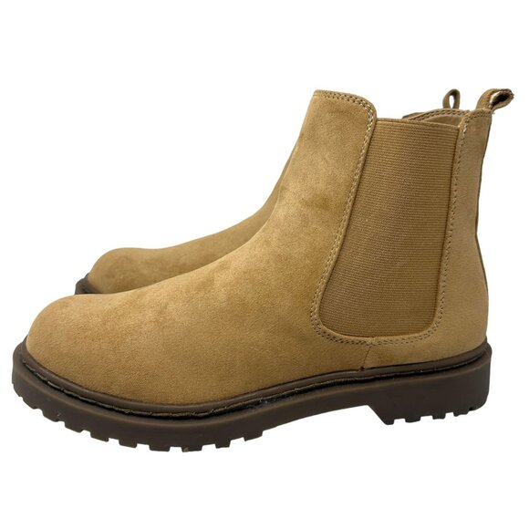 American Eagle Outfitters Womens 9 Tan Faux Suede Chelsea Boot Side Zip Shoes - Picture 5 of 14